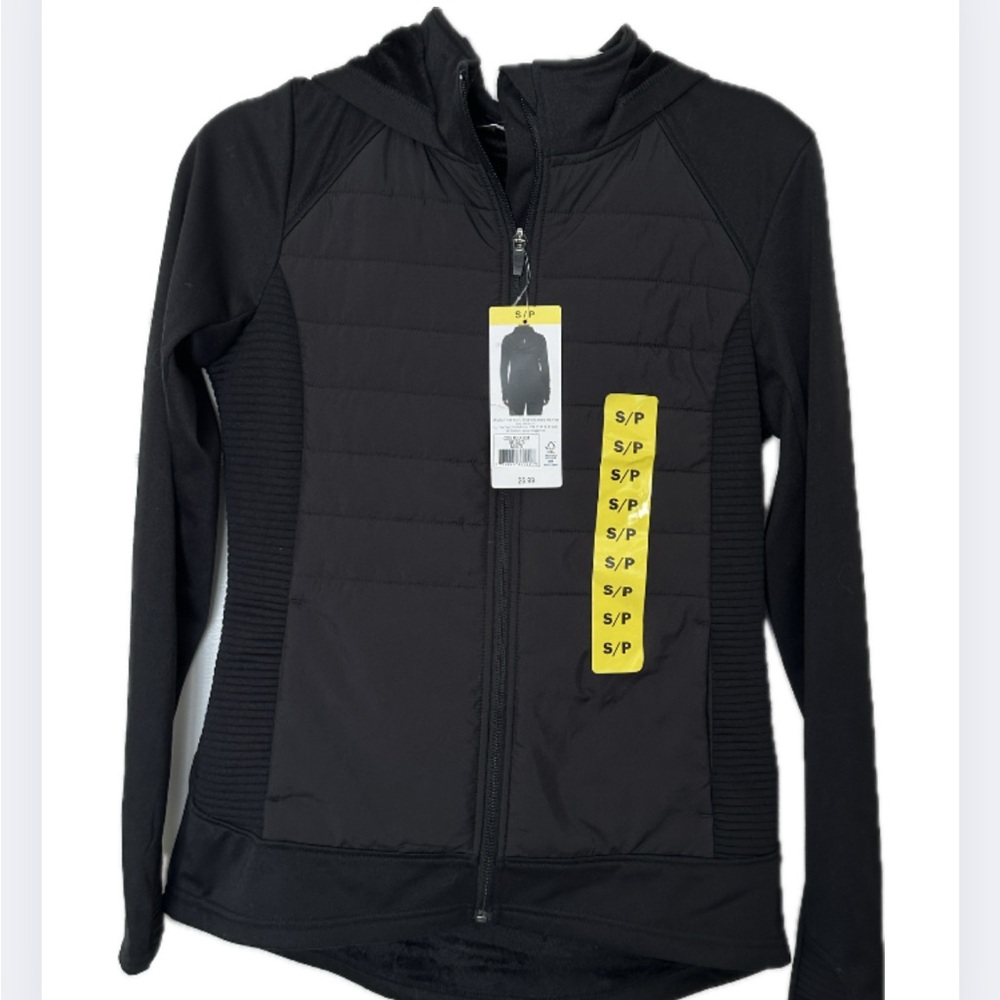 Black Hooded Zip-Up Light Jacket